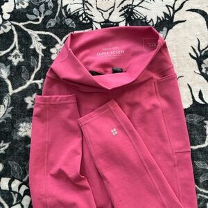 005 - WOMENS SWEATY BETTY SUPER SCULPT SMALL PINK YOGA WORKOUT LEGGINGS